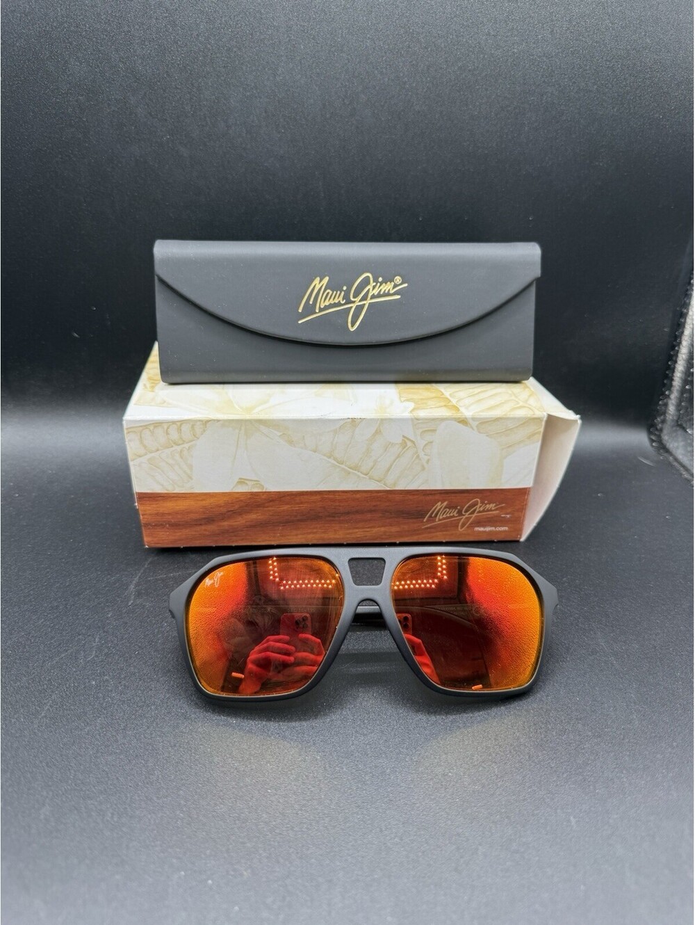 Maui Jim WEDGES Matte Black POLARIZED Hawaii Lava Sunglasses RM880-02A